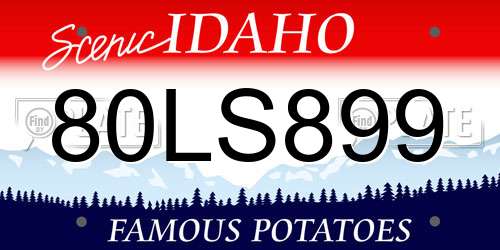 80LS899 Idaho License Plate