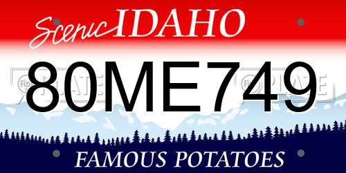 80ME749 Idaho License Plate