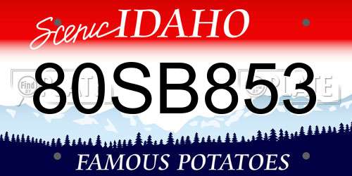 80SB853 Idaho License Plate