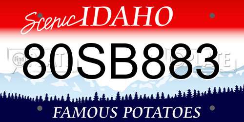 80SB883 Idaho License Plate