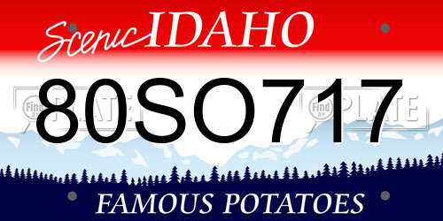 80SO717 Idaho License Plate