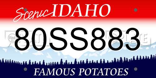 80SS883 Idaho License Plate