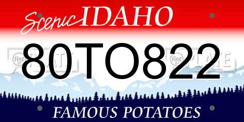 80TO822 Idaho License Plate