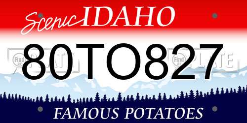 80TO827 Idaho License Plate