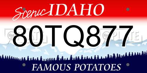 80TQ877 Idaho License Plate