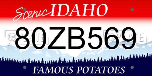80ZB569 Idaho License Plate