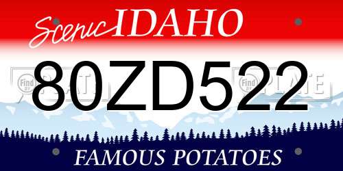 80ZD522 Idaho License Plate
