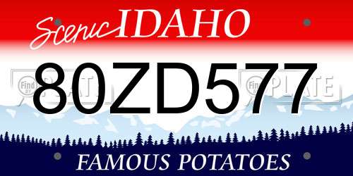 80ZD577 Idaho License Plate