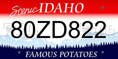 80ZD822 Idaho License Plate