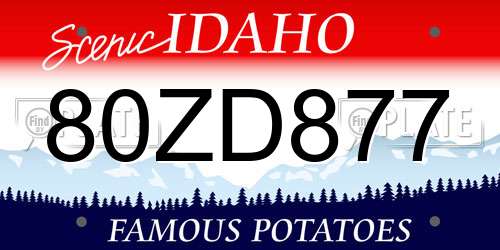 80ZD877 Idaho License Plate