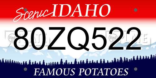 80ZQ522 Idaho License Plate