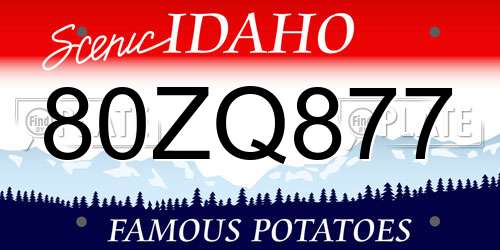 80ZQ877 Idaho License Plate