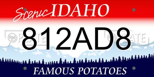 812AD8 Idaho License Plate