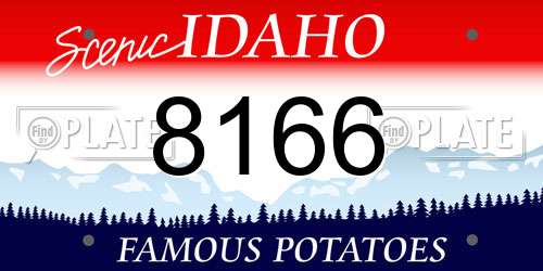 8166 Idaho License Plate