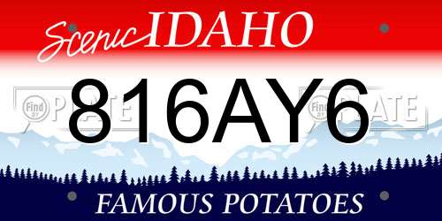 816AY6 Idaho License Plate