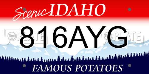 816AYG Idaho License Plate
