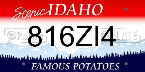 816ZI4 Idaho License Plate