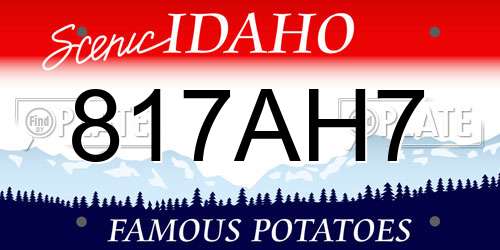 817AH7 Idaho License Plate