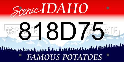 818D75 Idaho License Plate