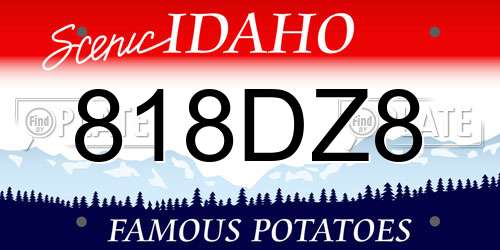 818DZ8 Idaho License Plate