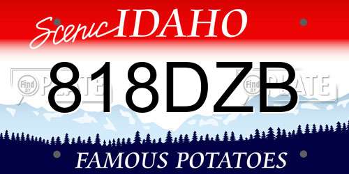 818DZB Idaho License Plate