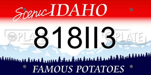 818II3 Idaho License Plate