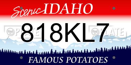 818KL7 Idaho License Plate