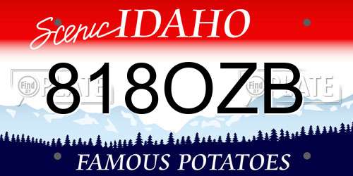 818OZB Idaho License Plate