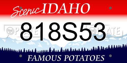 818S53 Idaho License Plate