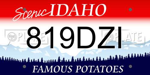 819DZI Idaho License Plate