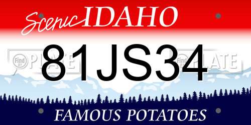 81JS34 Idaho License Plate