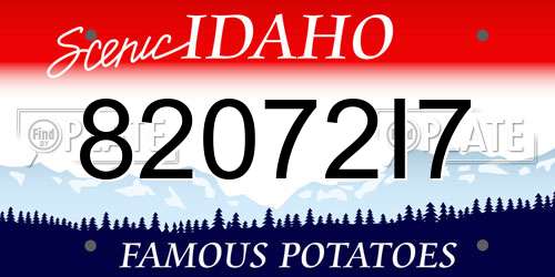 82072I7 Idaho License Plate