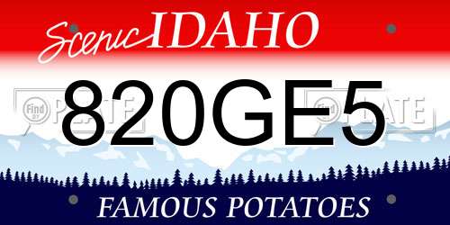 820GE5 Idaho License Plate