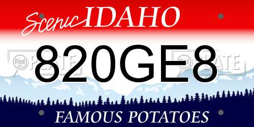 820GE8 Idaho License Plate