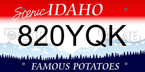 820YQK Idaho License Plate