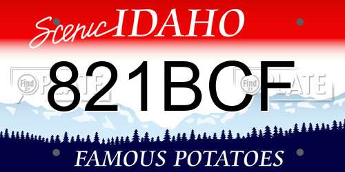 821BCF Idaho License Plate