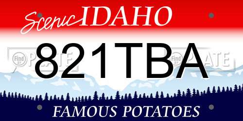 821TBA Idaho License Plate