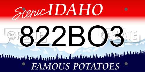 822BO3 Idaho License Plate