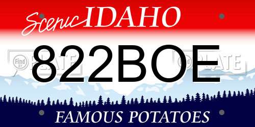 822BOE Idaho License Plate