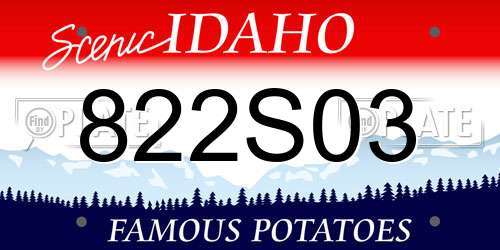 822S03 Idaho License Plate