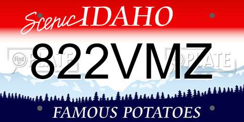 822VMZ Idaho License Plate
