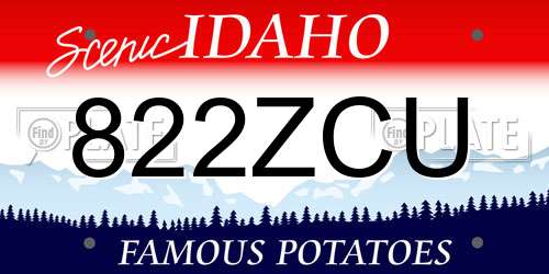 822ZCU Idaho License Plate