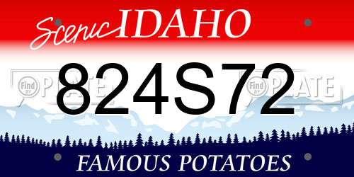 824S72 Idaho License Plate
