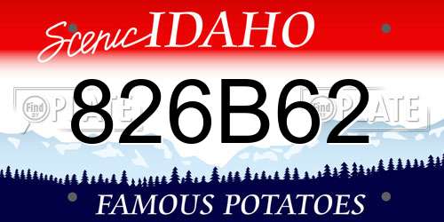 826B62 Idaho License Plate
