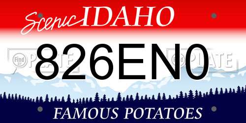 826EN0 Idaho License Plate