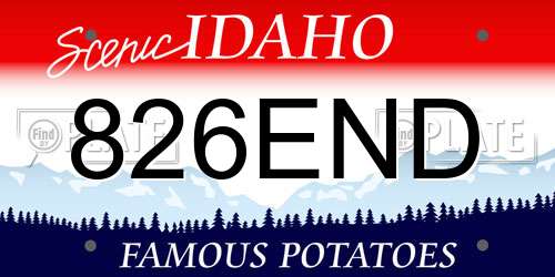826END Idaho License Plate