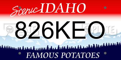 826KEO Idaho License Plate