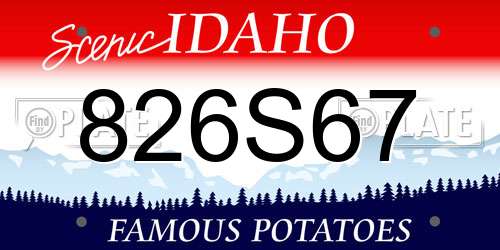 826S67 Idaho License Plate