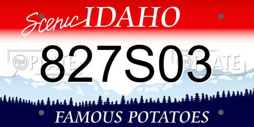 827S03 Idaho License Plate