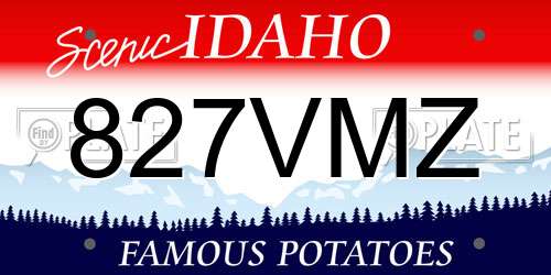 827VMZ Idaho License Plate